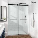 56-61" W x 66" H Frameless Double Sliding Tub Door