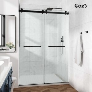 56-61" W x 66" H Frameless Double Sliding Tub Door