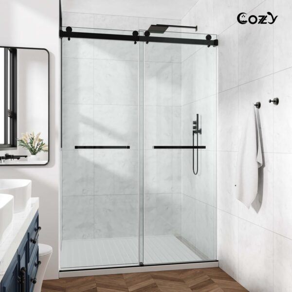 56-61" W x 66" H Frameless Double Sliding Tub Door