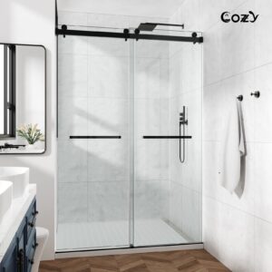 Cozy 44"-49"W x 76"H Frameless Double Sliding Shower Door, 3/8" Tempered Glass