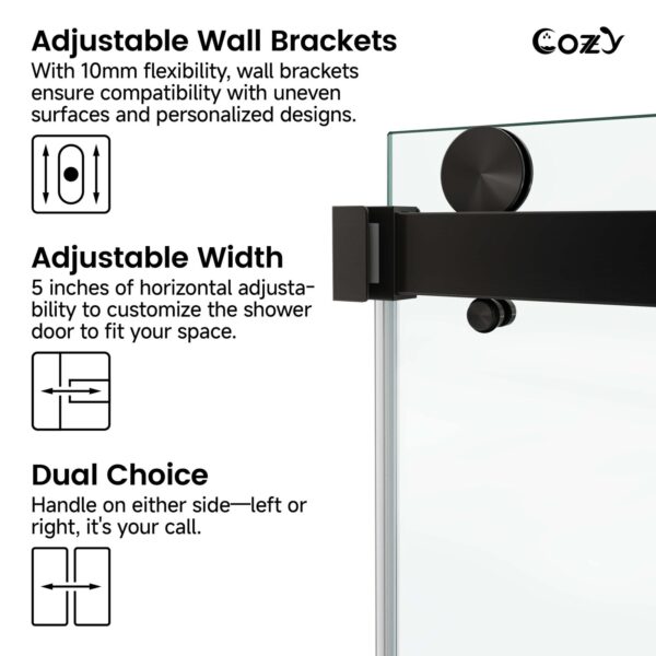 56-61" W x 66" H Frameless Double Sliding Tub Door