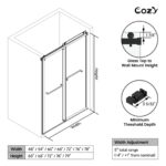 Cozy 44"-49"W x 76"H Frameless Double Sliding Shower Door, 3/8" Tempered Glass