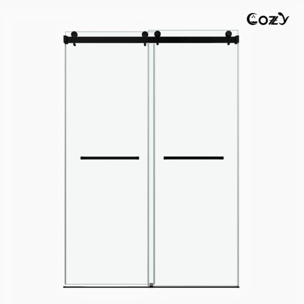 Cozy 44"-49"W x 76"H Frameless Double Sliding Shower Door, 3/8" Tempered Glass
