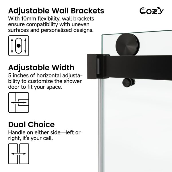 Cozy 44"-49"W x 76"H Frameless Double Sliding Shower Door, 3/8" Tempered Glass