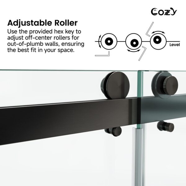 Cozy 44"-49"W x 76"H Frameless Double Sliding Shower Door, 3/8" Tempered Glass