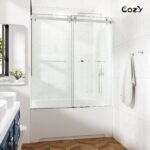 56-61" W x 66" H Frameless Double Sliding Tub Door