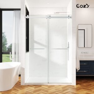 Cozy 44"-49"W x 76"H Frameless Double Sliding Shower Door, 3/8" Tempered Glass