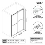 56-61" W x 66" H Frameless Double Sliding Tub Door