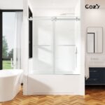 56-61" W x 66" H Frameless Double Sliding Tub Door