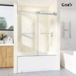 56-61" W x 66" H Frameless Double Sliding Tub Door
