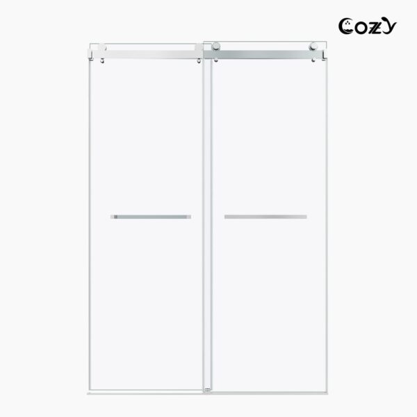 Cozy 44"-49"W x 76"H Frameless Double Sliding Shower Door, 3/8" Tempered Glass