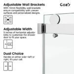 Cozy 44"-49"W x 76"H Frameless Double Sliding Shower Door, 3/8" Tempered Glass