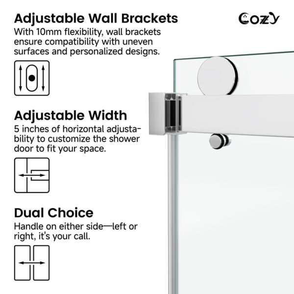 Cozy 44"-49"W x 76"H Frameless Double Sliding Shower Door, 3/8" Tempered Glass