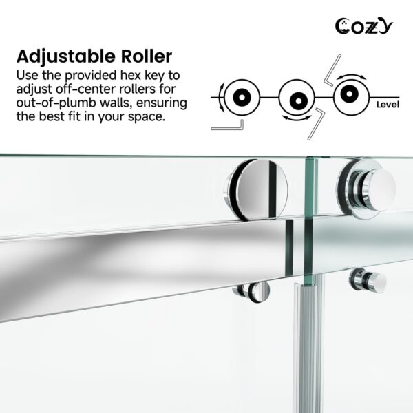 56-61" W x 66" H Frameless Double Sliding Tub Door