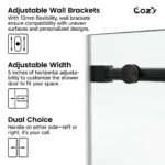 56-61" W x 72" H Frameless Single Sliding Shower Door with 3/8" (10mm) Clear Tempered Glass, Shatter-Resistant Film