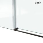 56-61" W x 72" H Frameless Single Sliding Shower Door with 3/8" (10mm) Clear Tempered Glass, Shatter-Resistant Film