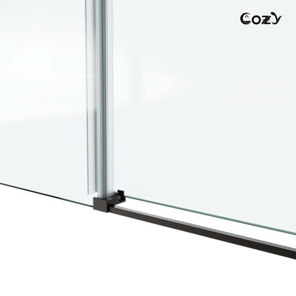 56-61" W x 72" H Frameless Single Sliding Shower Door with 3/8" (10mm) Clear Tempered Glass, Shatter-Resistant Film