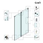 56-61" W x 72" H Frameless Single Sliding Shower Door with 3/8" (10mm) Clear Tempered Glass, Shatter-Resistant Film