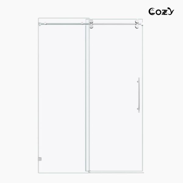 Cozy 44"-49"W x 76"H Frameless Single Sliding Shower Door, 3/8" Tempered Glass