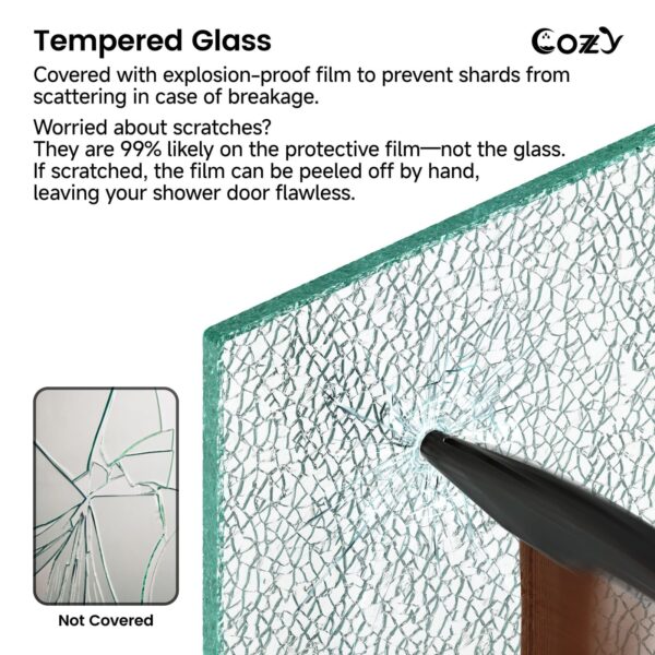 Cozy 44"-49"W x 76"H Frameless Single Sliding Shower Door, 3/8" Tempered Glass