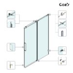 Cozy 44"-49"W x 76"H Frameless Single Sliding Shower Door, 3/8" Tempered Glass