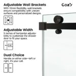 50-55" W X 76" H Frameless Single Sliding Shower Door with 3/8" (10mm) Clear Tempered Glass, Shatter-Resistant Film