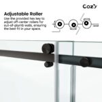 50-55" W X 76" H Frameless Single Sliding Shower Door with 3/8" (10mm) Clear Tempered Glass, Shatter-Resistant Film
