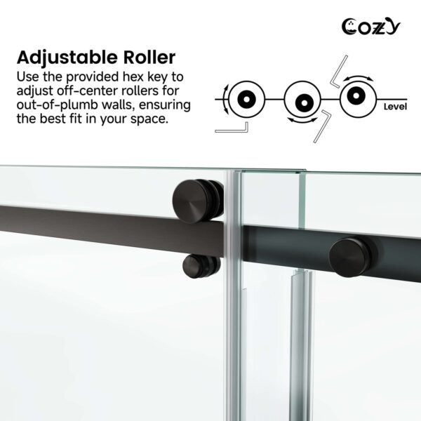 50-55" W X 76" H Frameless Single Sliding Shower Door with 3/8" (10mm) Clear Tempered Glass, Shatter-Resistant Film