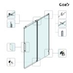 50-55" W X 76" H Frameless Single Sliding Shower Door with 3/8" (10mm) Clear Tempered Glass, Shatter-Resistant Film