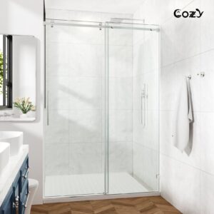 Cozy 44"-49"W x 76"H Frameless Single Sliding Shower Door, 3/8" Tempered Glass