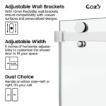 Cozy 44"-49"W x 76"H Frameless Single Sliding Shower Door, 3/8" Tempered Glass