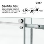 Cozy 56"-61"W x 66"H Frameless Single Sliding Tub Door, 3/8" Tempered Glass