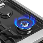 Forno Galiano 36-inch French Door Gas Range Black and Antique Brass Design