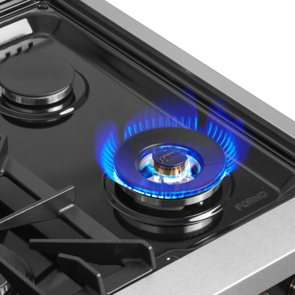 Forno Galiano 36-inch French Door Gas Range Black and Antique Brass Design