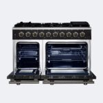 Forno Massimo 48-Inch Black Freestanding Gas Range, 8 Burners, True Convection Oven