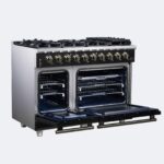 Forno Massimo 48-Inch Black Freestanding Gas Range, 8 Burners, True Convection Oven