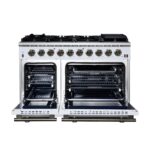 Forno Massimo 48-Inch White Freestanding Gas Range, 8 Burners, True Convection Oven