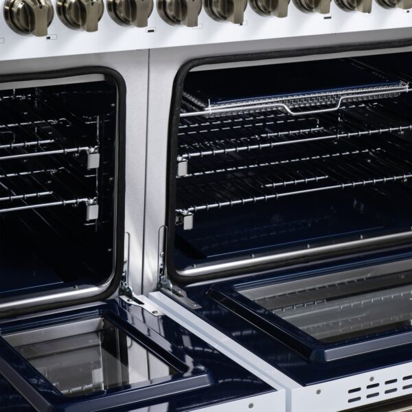 Forno Massimo 48-Inch White Freestanding Gas Range, 8 Burners, True Convection Oven