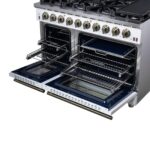 Forno Massimo 48-Inch White Freestanding Gas Range, 8 Burners, True Convection Oven