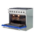 Forno Galiano 36-Inch Freestanding Gas Range, Stainless Steel, 6 Burners, Energy Efficient, Blue Door
