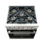 Forno Capriasca 30-Inch Freestanding Gas Range, 4 Burners, True Convection Oven, Black Door