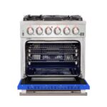 Forno Capriasca 30-Inch Freestanding Gas Range, 4 Burners, True Convection Oven, Blue Door