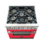 Forno Capriasca 30-Inch Freestanding Gas Range, 4 Burners, True Convection Oven, Red Door