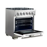 Forno Capriasca 30-Inch Freestanding Gas Range, 4 Burners, True Convection Oven, White Door