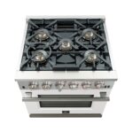 Forno Capriasca 30-Inch Freestanding Gas Range, 4 Burners, True Convection Oven, White Door