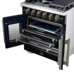 Forno Capriasca 30-Inch Freestanding French Door Gas Range, 4 Burners, Convection Oven, Energy Efficient