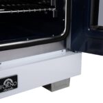 Forno Capriasca 30-Inch White Freestanding French Door Gas Range, 4 Burners, Convection Oven, Energy Efficient