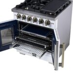 Forno Capriasca 30-Inch White Freestanding French Door Gas Range, 4 Burners, Convection Oven, Energy Efficient