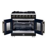 Forno Capriasca 36-Inch Black Freestanding French Door Gas Range, 6 Burners, Convection Oven, Energy Efficient
