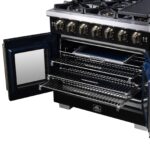 Forno Capriasca 36-Inch Black Freestanding French Door Gas Range, 6 Burners, Convection Oven, Energy Efficient
